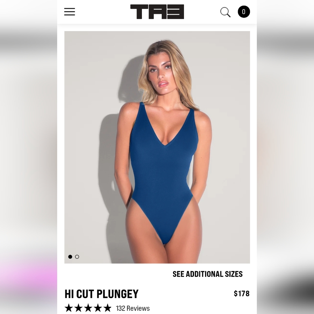 TA3 Women's Blue Hi Cut Plunge One Piece Swimsuit